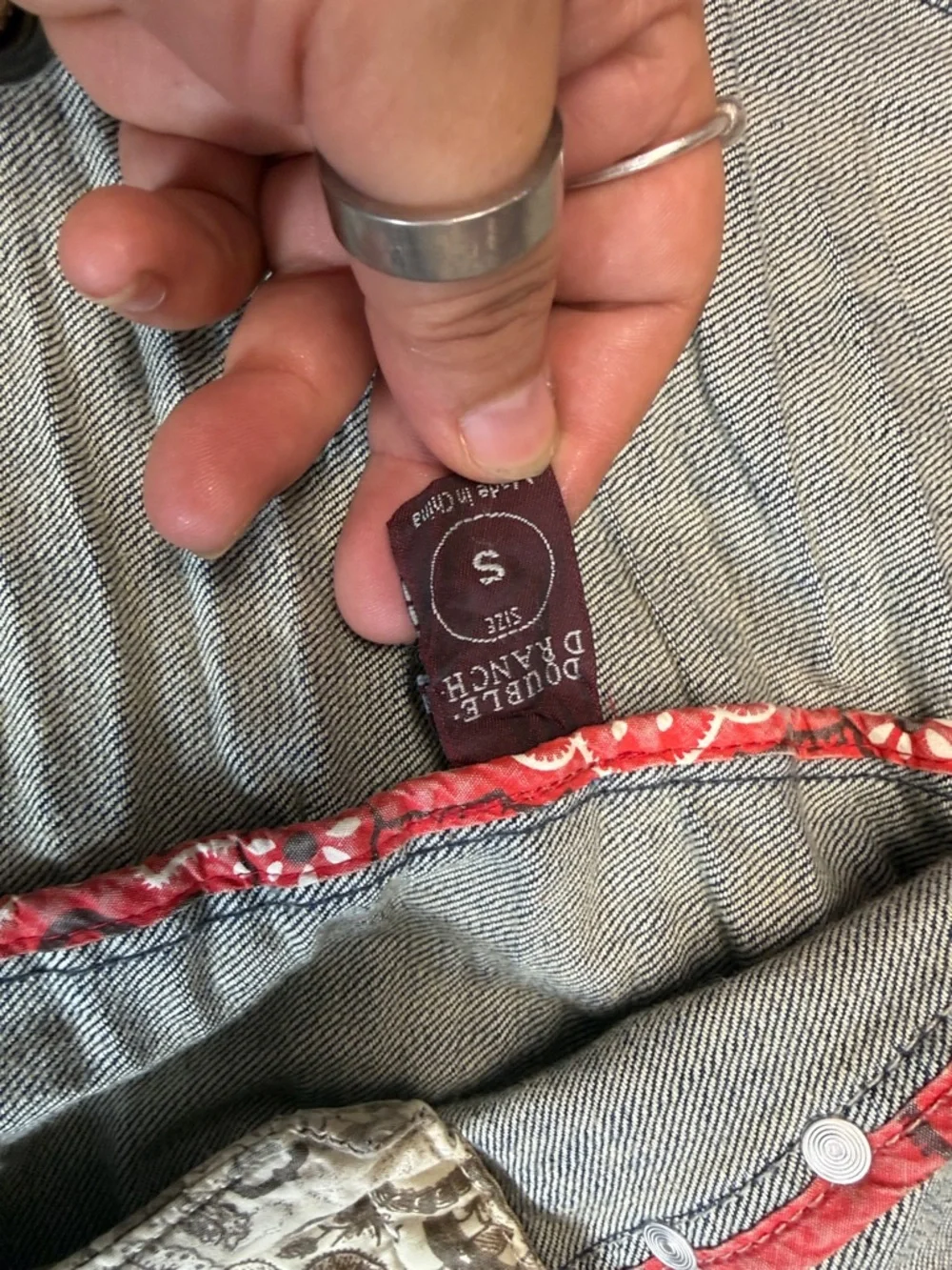 Double Ranch Embroidered Denim Vest with Red Bandana Accents Women's size small - Picture 4 of 10